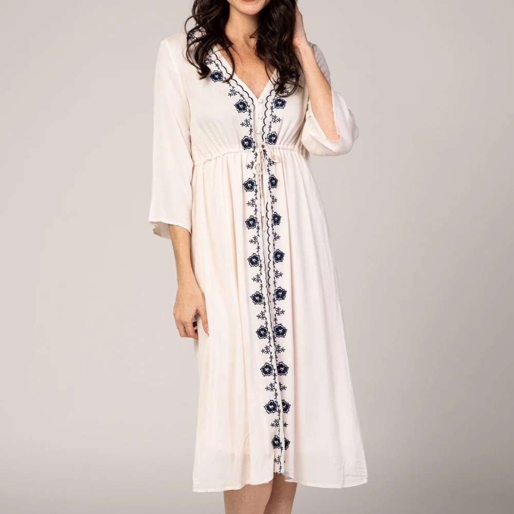 Pinkblush beige floral midi